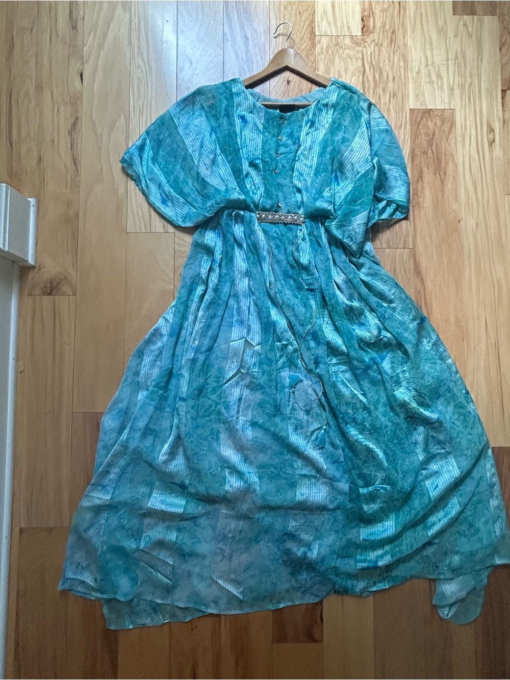 Teal Kaftan-Style Indian Dress